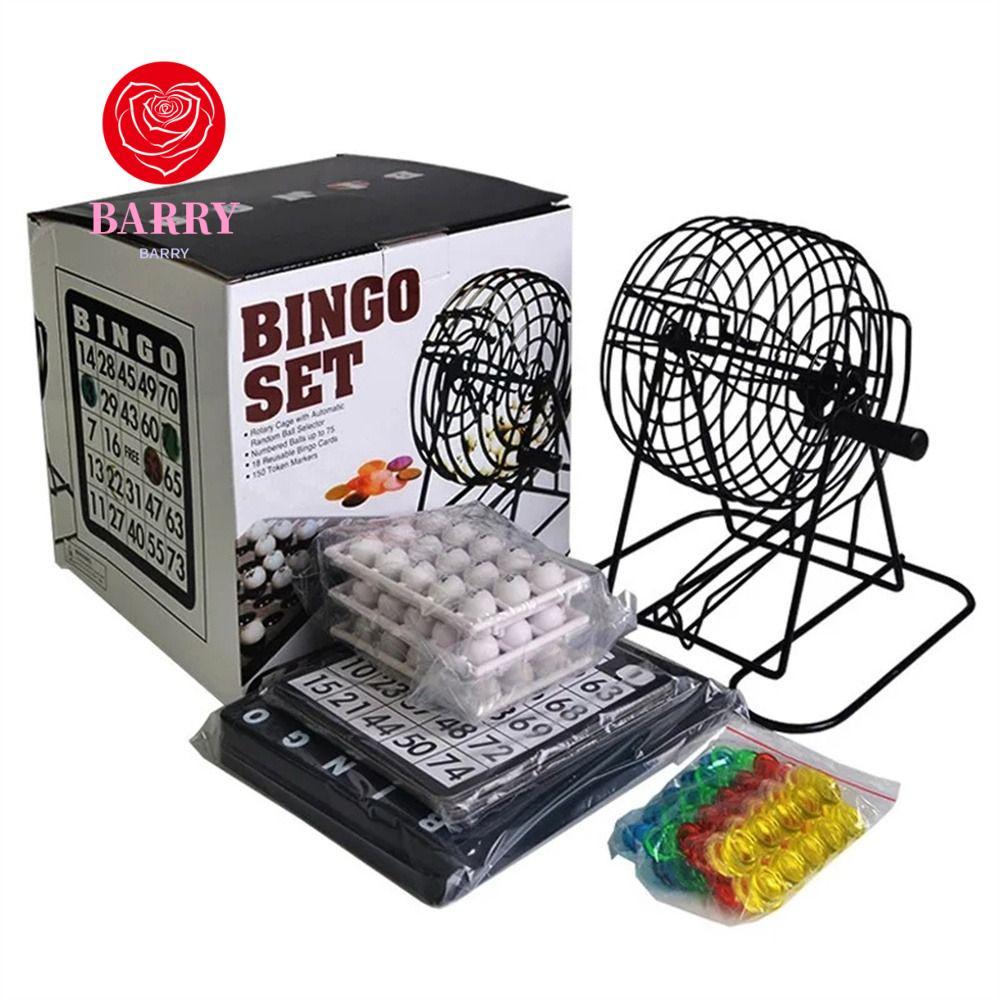 BARRY บิงโก|พร้อม 75 Ball 18 Card Bingo Game Cage, Bingo Supplies Set 150 Token Markers Entertainmen