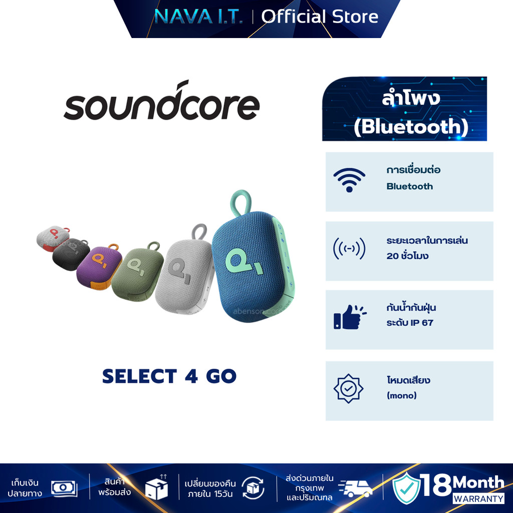 Soundcore Select 4 Go Bluetooth Speaker ลําโพง บลูทูธ