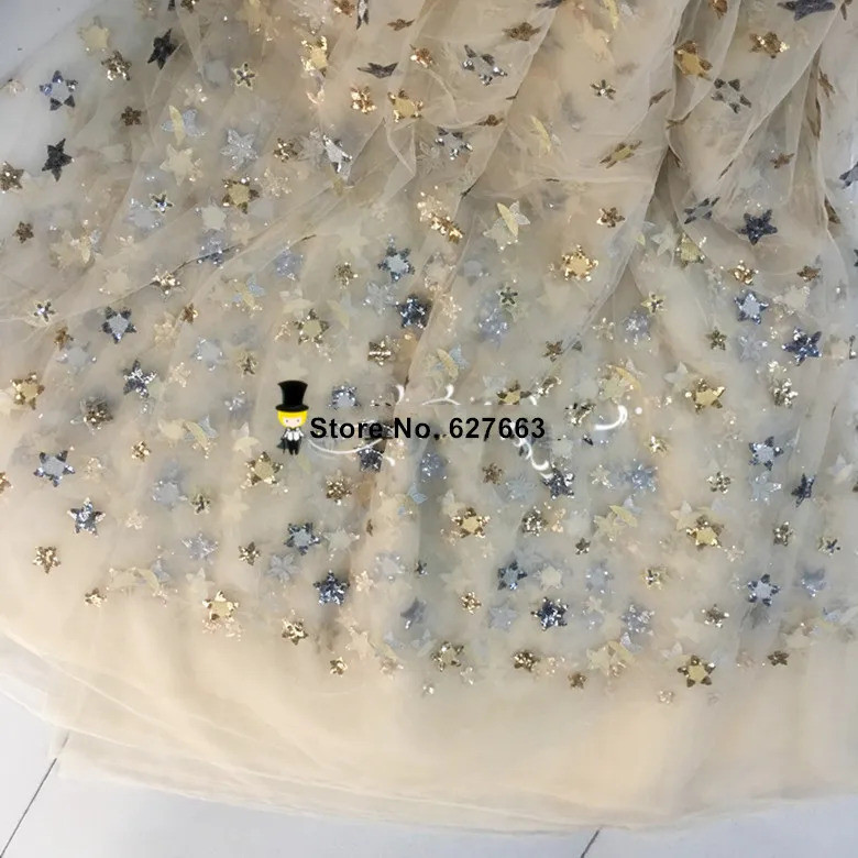 1meter price Star sequin fabric mesh embroidery sequin fabric dress fabric
