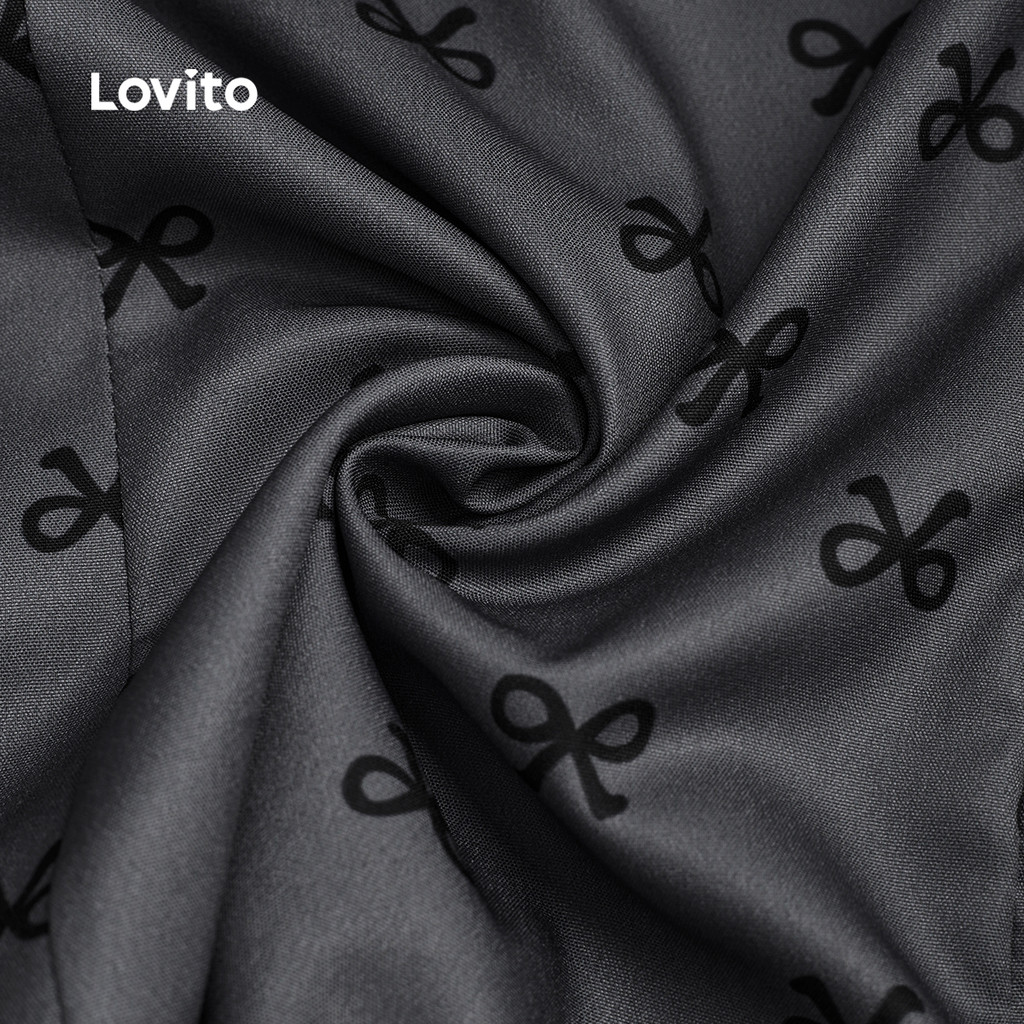 Lovito เสื้อเชิ้ตผู้หญิงสีเทาพลีทสําหรับฤดูใบไม้ผลิฤดูร้อน L171ED318 - รูปที่ 4