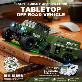 1:64 MINI RCรถปีนเขาพร้อมTrailer Full Scale Off-roadรถ2.4Gรีโมทคอนโทรลรถของเล่นเดสก์ท็อปขนาดเล็กHummer Land Roverรุ่นเด็กของขวัญของเล่น