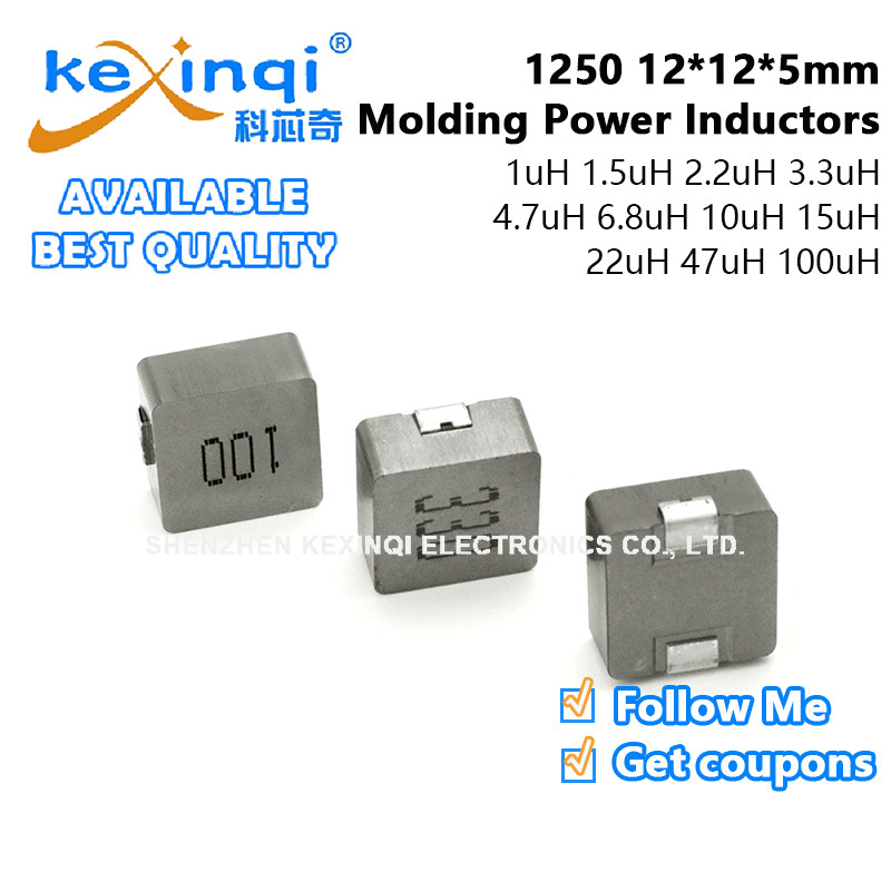 (10 ชิ้น) 1250 SMD Moulding Power Inductors 1uH 1.5uH 2.2uH 3.3uH 4.7uH 6.8uH 10uH 15uH 22uH 47uH 10