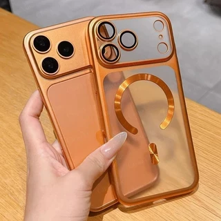 เคสโทรศัพท์หรูหราสีใสด้าน ชุบไฟฟ้าโปร่งใส พร้อมรองรับการชาร์จไร้สายแบบแม่เหล็ก ใช้งานได้กับ iPhone 11 12 13 14 15 16 17 Pro Max Air Plus เคส TPU นุ่มใส กันกระแทก ชุบเคลือบ ป้องกันการตก หลังกระจกกันชน เคสฝาหลัง ดีไซน์สวยงาม