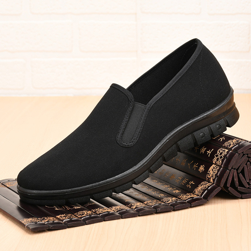 Polyurethane-Soled Old Beijing Cloth Shoes Mens Phase-Tendon Shoes Flat-Soled Slip-On Hotel Waiter W