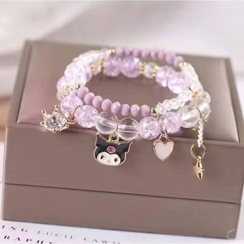 สร้อยข้อมือลูกปัดคริสตัลสำหรับนักเรียนสไตล์ Sweet Soft Girl