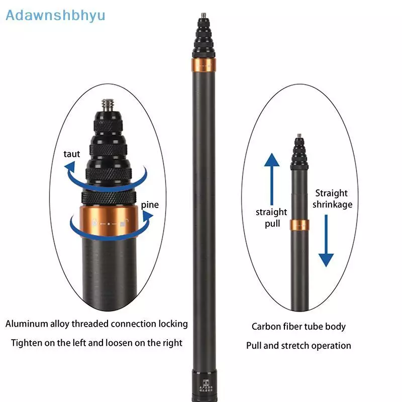 Adhyu 3M คาร์บอนไฟเบอร์ที่มองไม่เห็น Extended Edition Selfie Stick ปรับ Extension Pole สําหรับ Insta360 Panoramic กล้อง Action กล้อง TH