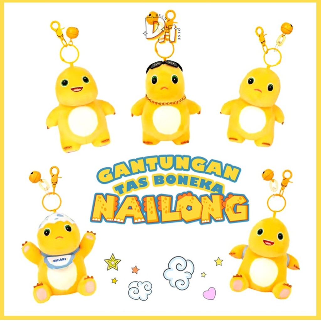 GANTUNGAN DH Cute Nailong Bag Hanger Nailong Hanger สีเหลือง Dino Hanger