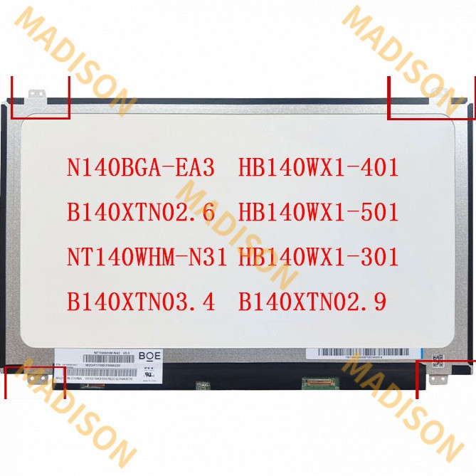 N140BGA-EA3 NT140WHM-N31 hb140s จอแสดงผล LCD 1366 Pin1 14 นิ้ว 30 พิน HB140WX11-501 b140xtn02.6 b140