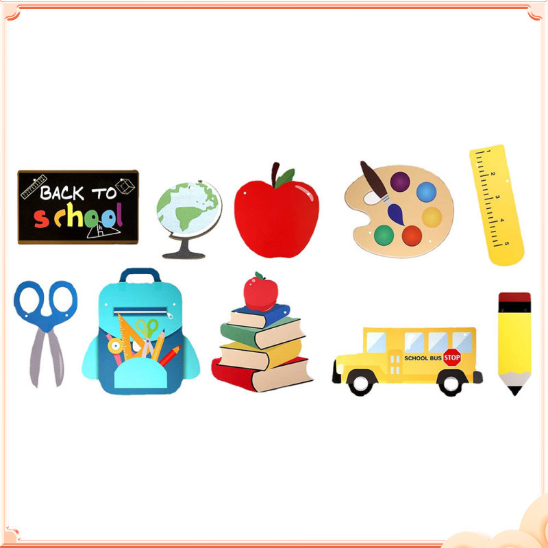 เครื่องประดับ Back to School 9 ชิ้นสําหรับแบนเนอร์ฤดูกาล Back-to-school jungpiyinn