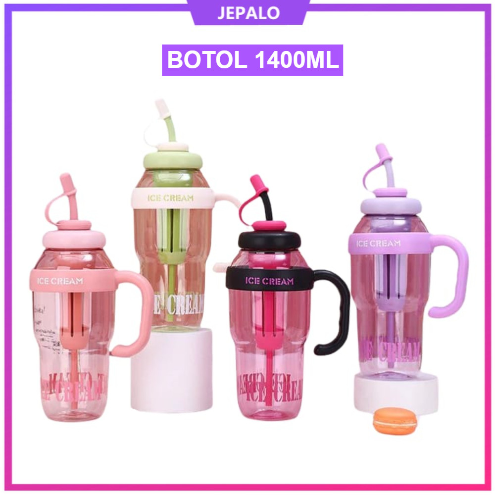ขวดน้ําดื่มน้ําดื่มน้ําดื่มจัมโบ้ / แก้วน้ําพร้อมหลอดความงาม 1400ml u Premium / 1400ml ขวดดื่มไอศกรี