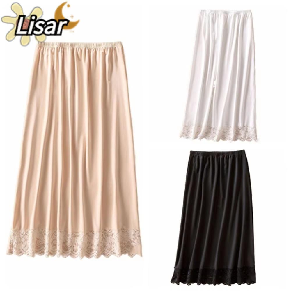 กระโปรงในเนื้อยาวครึ่งท่อน mujer ลายตาข่ายและดอกไม้ มีสายรัดเอวยืดหยุ่น และทำจาก.modal อันสะดวกสบาย