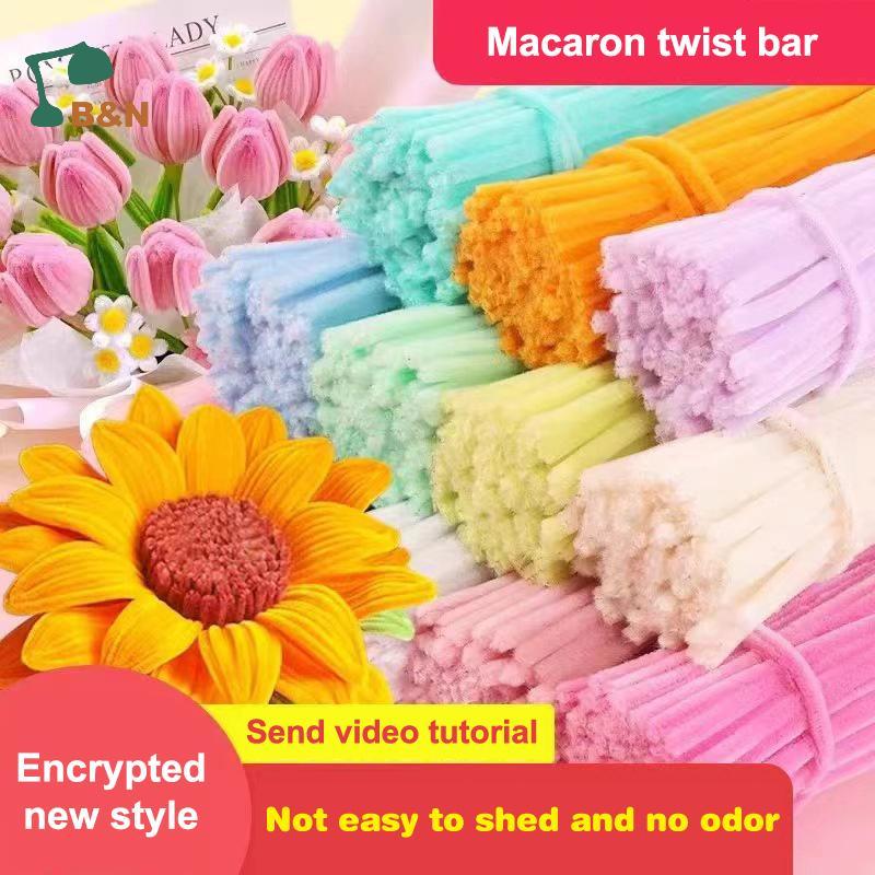 XeR 100pcs Fuzzy ลวด Chenille Stems DIY แถบ Twist Bar Anvil Wire Craft ท่อหัตถกรรมวัสดุ Plush Tube C