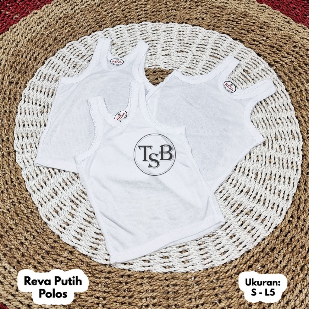 Reva เสื้อกล้ามสีขาวล้วน 6 ชิ้น Reva เสื้อกล้ามเด็ก Reva เสื้อกล้ามเด็ก Reva เสื้อกล้ามเด็ก