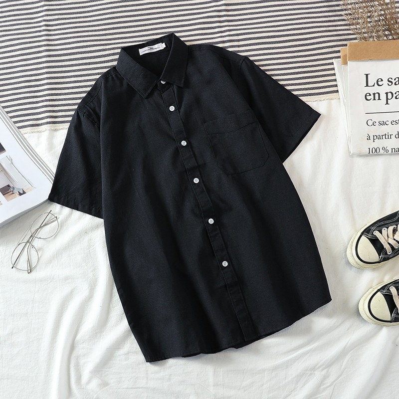 เสื้อเชิ้ตแขนสั้น ผ้าออกซ์ฟอร์ด ผ้าทอลายทแยง หนานุ่ม สบาย ทนทาน M-3XL