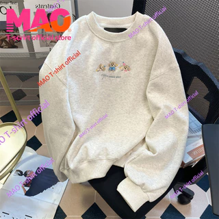 COD✅ (จัดส่งในกรุงเทพฯ) MAO Shop หมาเฉพาะกลุ่มเย็บปักถักร้อย Hoodless เสื้อกันหนาวหลวมพอดีวินเทจน่ารักด้านบน
