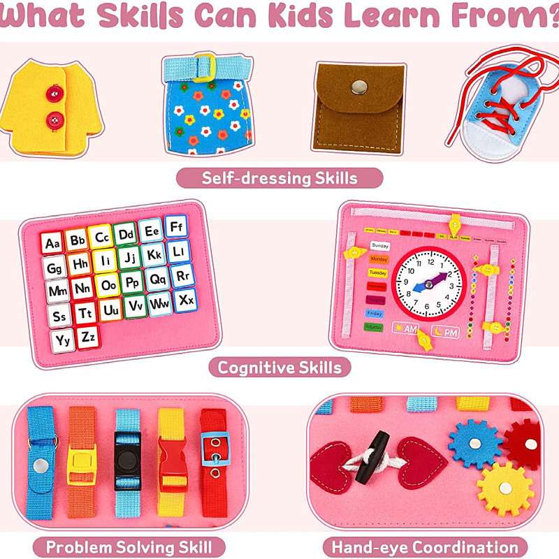 Felt การเรียนรู้ Board Early Education Dressing ของเล่นบอร์ด DIY เด็กการศึกษา Multi-Page Felt Busy B