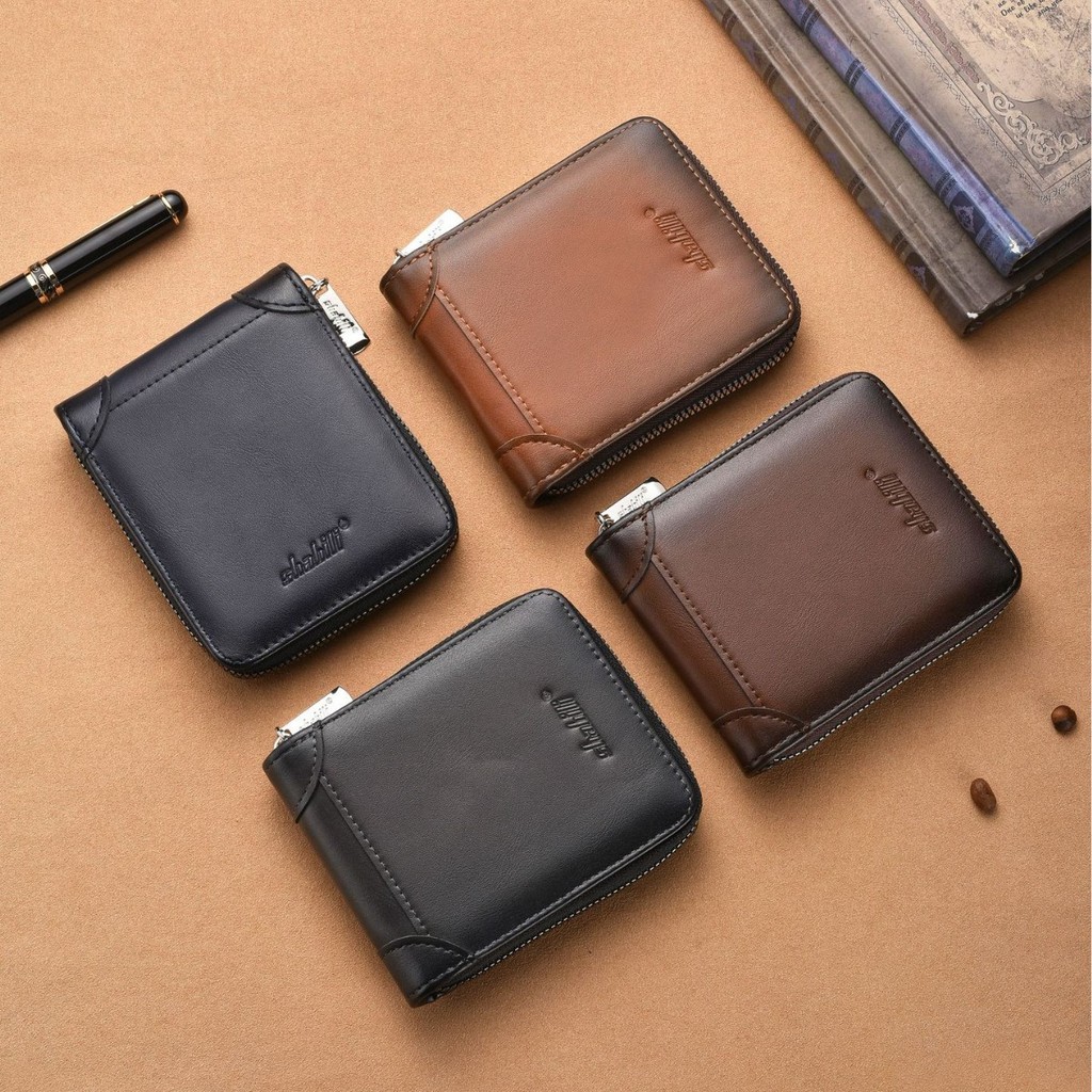 กระเป๋าสตางค์ผู้ชายใหม่ pu ซิปสีขัดเงา Multi-card Slot Casual Retro กระเป๋าใส่เหรียญความจุขนาดใหญ่เปรี้ยว