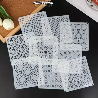 [ซื้อสูง] 9/32 ชิ้น Sashiko เย็บปักถักร้อยแม่แบบ DIY เรขาคณิต Patchwork ลายฉลุ PET นํากลับมาใช้ใหม่ Handmade เย็บปักถักร้อยหัตถกรรมเครื่องมือใหม่สต็อก
