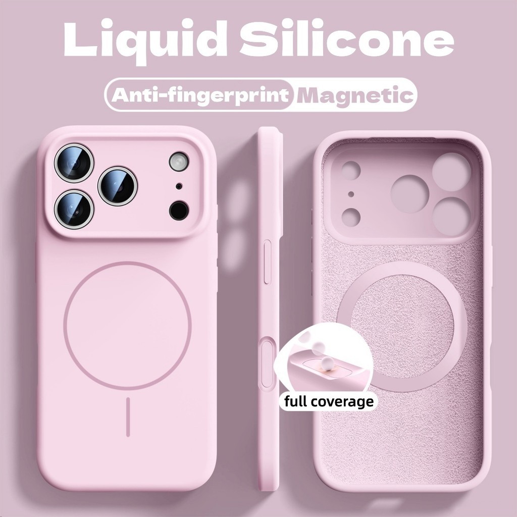 ใหม่ Minimalist Solid Matte Anti-Fingerprint ซิลิโคนเคสโทรศัพท์แม่เหล็ก Air-Cushion สําหรับ iPhone 17 16 15 14 13 12 Pro Max | Sage Green Luxury เคสกันกระแทก - รูปที่ 2