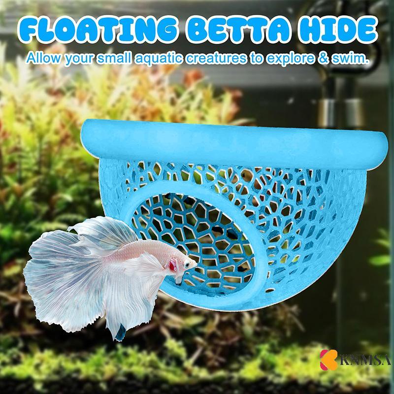 KNMSA] Floating Betta Hide & Cave – 3-in-1 Aquarium Hammock, Floating Feeder Ring & Resting Spot – 3