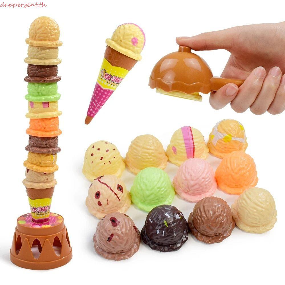 DAPPERGENT เกมไอศกรีมของเล่น,ขนมหวาน Balancing จําลองไอศกรีมของเล่นครัว,แฟชั่นการศึกษา Montessori การเรียนรู้ไอศกรีม Stack Up Balancing ของแกล้งทําเป็นเล่น