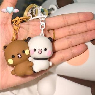 2 ชิ้น Bubu และ Dudu พวงกุญแจน่ารัก, แม่เหล็กจับคู่คู่ Stuff Key Chains สําหรับผู้หญิงกระเป๋าเป้สะพายหลังแฟนแฟนวันวาเลนไทน์