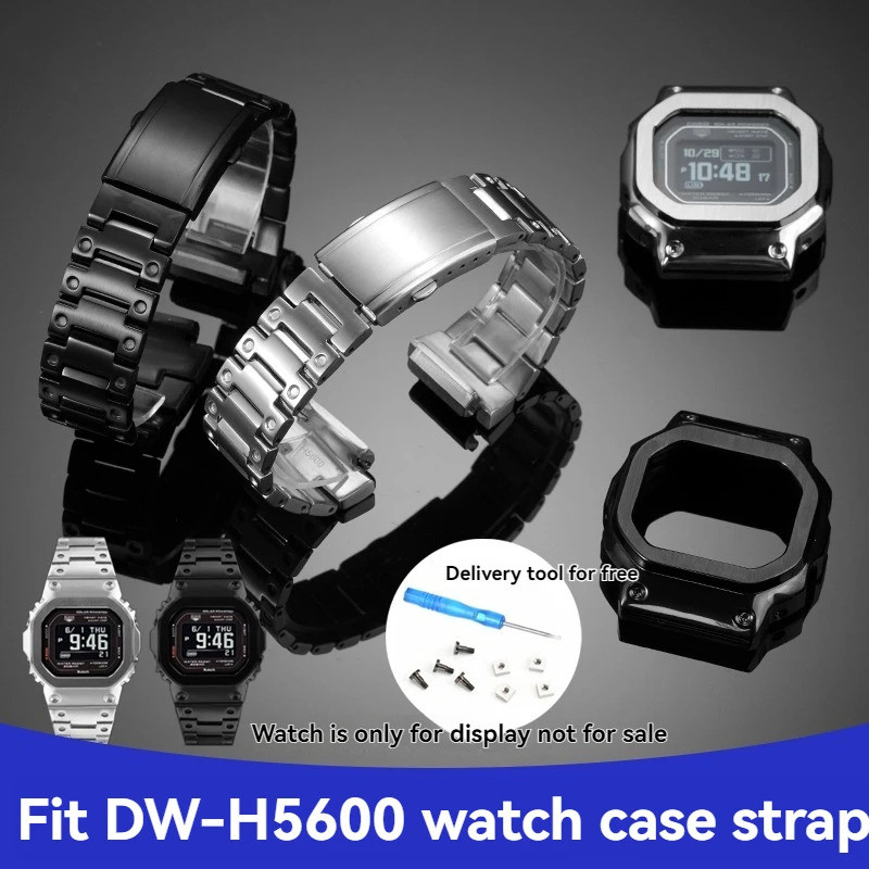 สแตนเลสสตีลสายนาฬิกา + Bezel สําหรับ Casio G-SHOCK DW-H5600 DWH5600 | เครื่องวัดอัตราอัตราการ | สร้อ