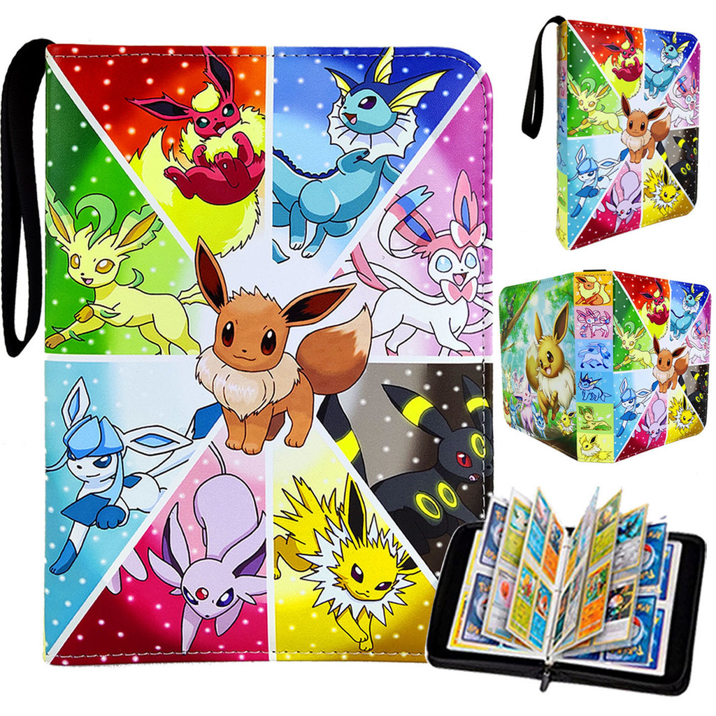 P PTCG Pokémon Card Book เด็กอะนิเมะการ์ดคอลเลกชันหนังสือ 4 Palace 9 Palace หนังซิปกระเป๋าคอลเลกชันก