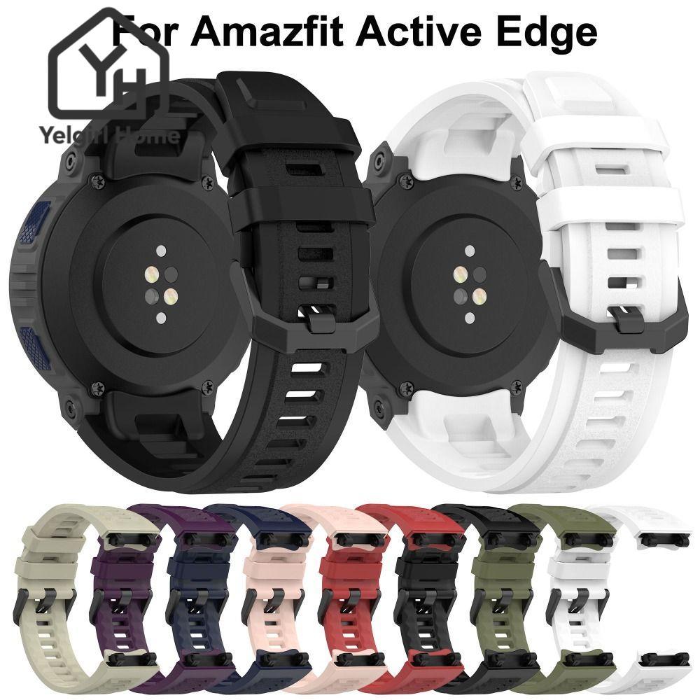 Yelgirlb สายซิลิโคนนิ่ม สำหรับ Amazfit Active Edge สายนาฬิกาเปลี่ยน ทดแทนของเดิม สวมใส่ง่าย น้ำหนักเบา