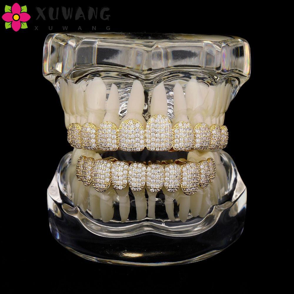 QUENTIN Hiphop ฟัน Grillz, Rhinestone การออกแบบที่ถอดออกได้ฟัน Grillz ชุด, Hip Hop Hollow Charm ฟัน 