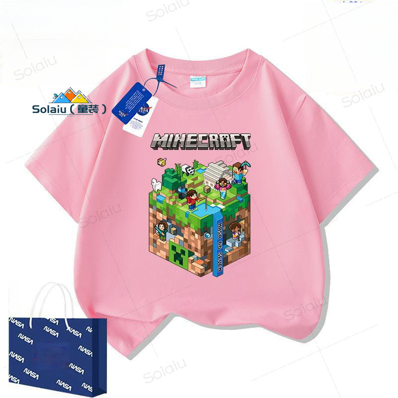 เสื้อยืดเด็กมายคราฟ ออกแบบการ์ตูน คอกลมแฟชั่นสำหรับเด็ก - รูปที่ 6