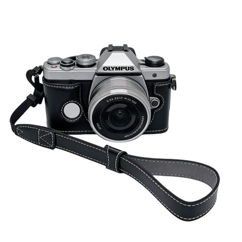 เหมาะสําหรับ Olympus OM-3 กล้องหนังฐานกระเป๋ากล้องย้อนยุค om3 เฉพาะครึ่งชุดแบตเตอรี่แบบถอดได้
