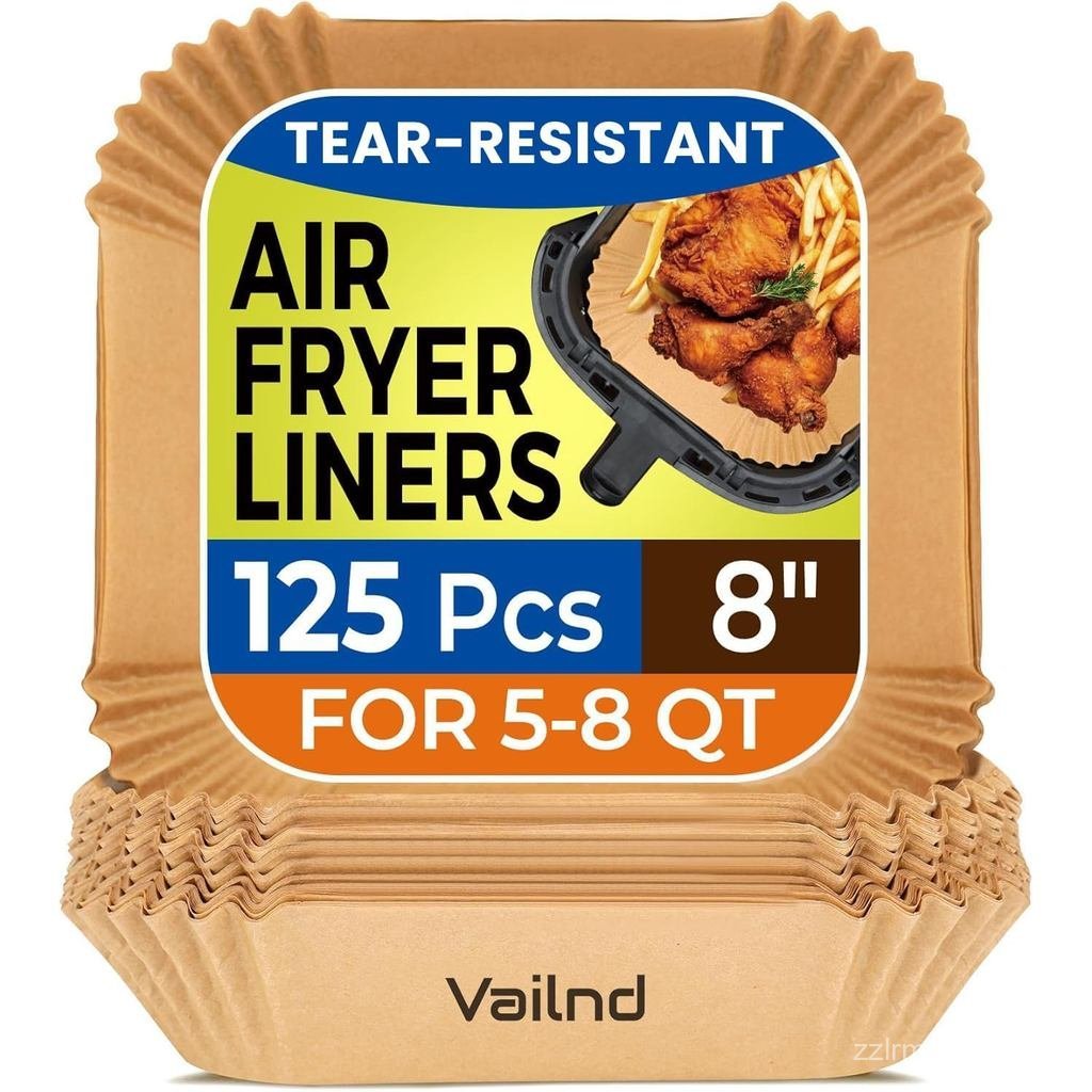 Air Fryer Paper Liners, 125Pcs Parchment Paper, Air Fryer Liners Disposable for Microwave, Non-Stick