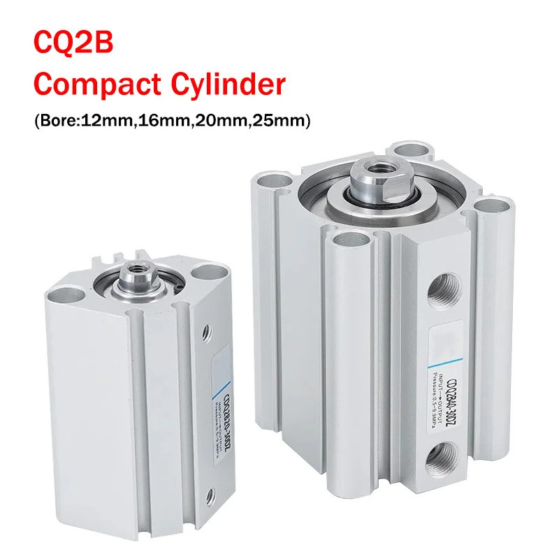 กระบอกนิวเมติก CQ2B-12/16/20/25x5/10/15/20/25/30D Double Acting Compact Air กระบอกมาตรฐานด้ายภายในก้