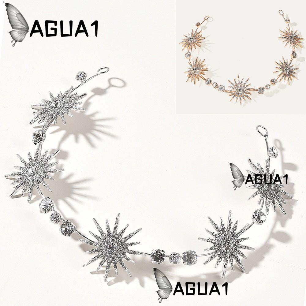 AGUA1 Star Headpieces Crown Luxury Wedding Queen Crown Party ตกแต่งที่คาดผมคริสตัล