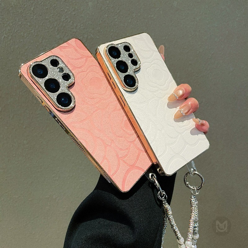SAMSUNG หรูหราชุบเคสโทรศัพท์สําหรับSamsung Galaxy S26 Ultra S25 Edge S24 FE S23 Plus Glitterเลนส์กันกระแทกปกแข็ง