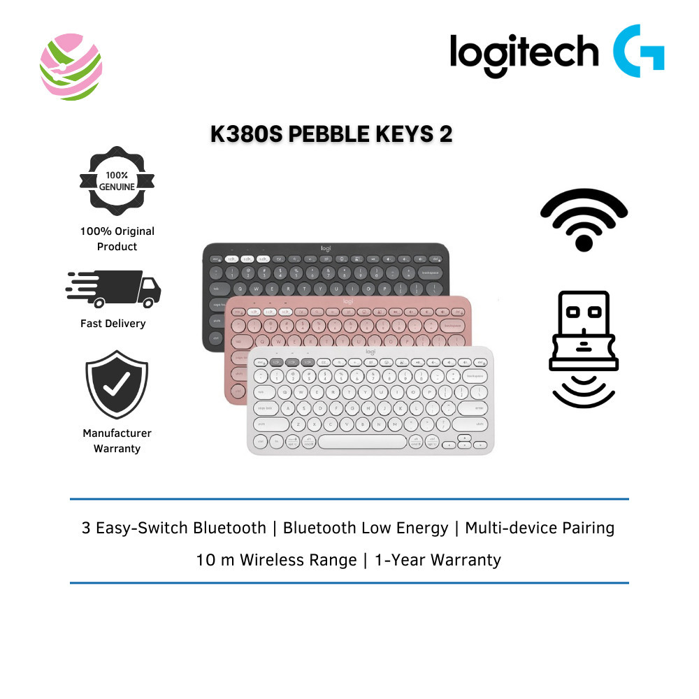 LOGITECH K380S PEBBLE KEYS 2 | ปุ่มที่ปรับแต่งได้พร้อมแอป Loki +