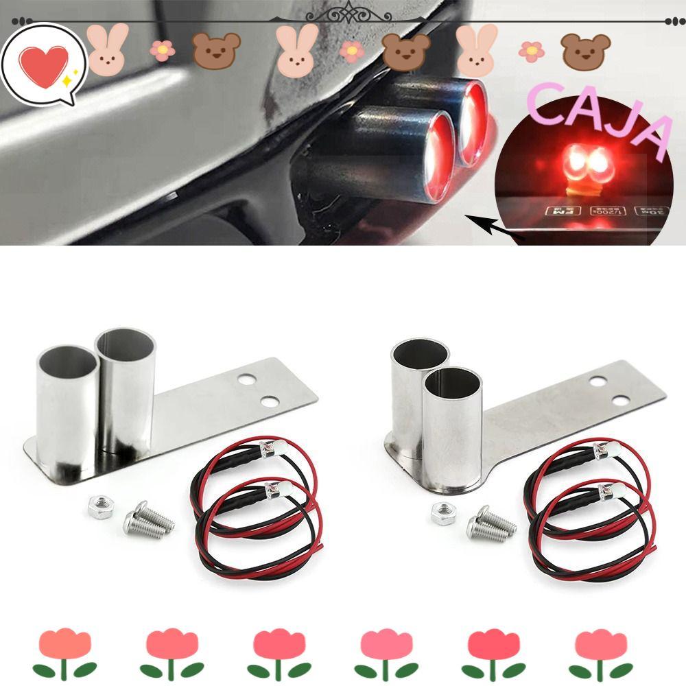 CAJA1 รุ่นรถจําลองท่อไอเสีย,สแตนเลสพร้อมไฟ LED ท่อไอเสียโลหะคอหาง,การปรับเปลี่ยนรถรุ่นสําหรับ Redcat