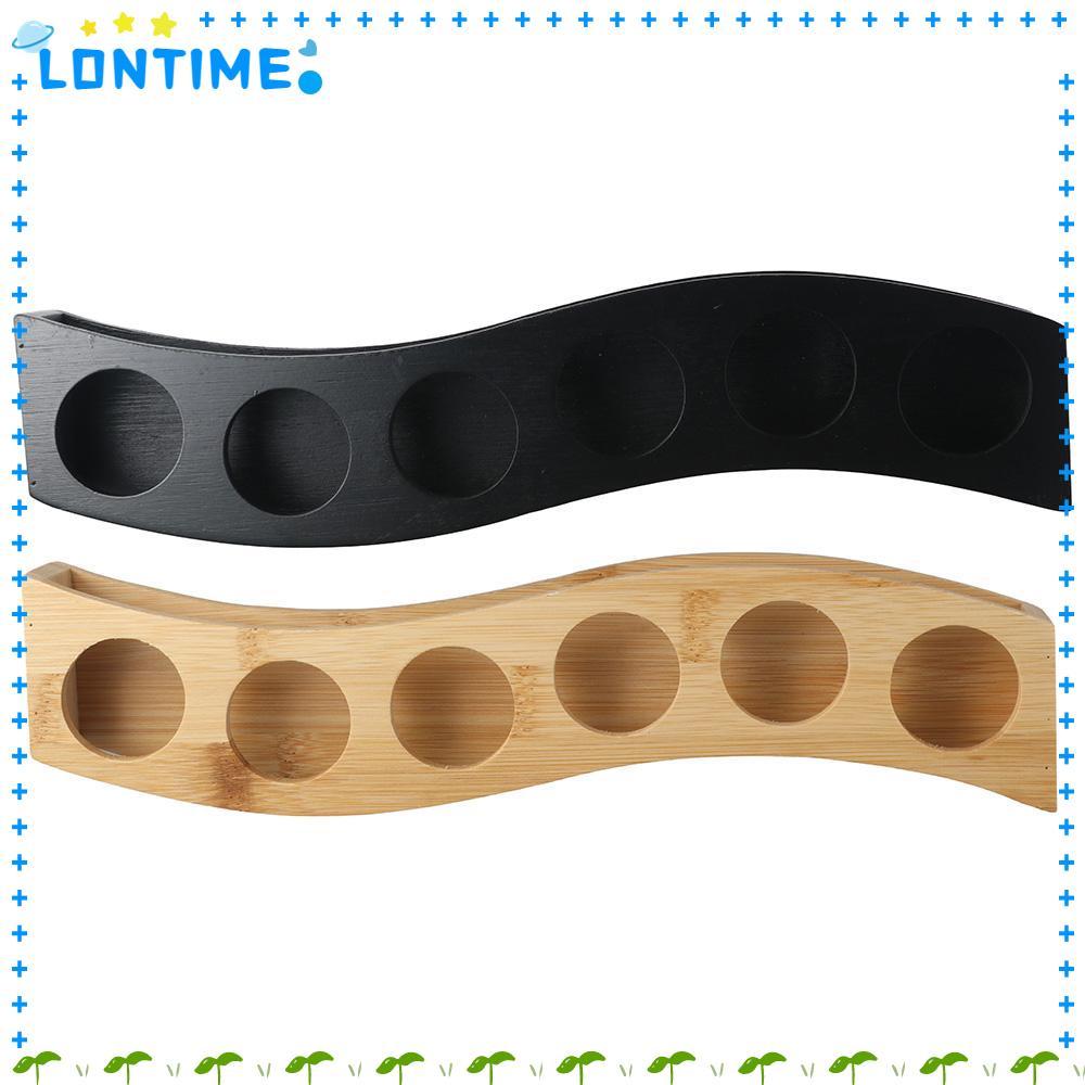 LONTIME Shot Glass Holder, 6 Slots Bamboo Shot Glass Tray, Practical อเนกประสงค์ใช้งานง่าย Shot Glas