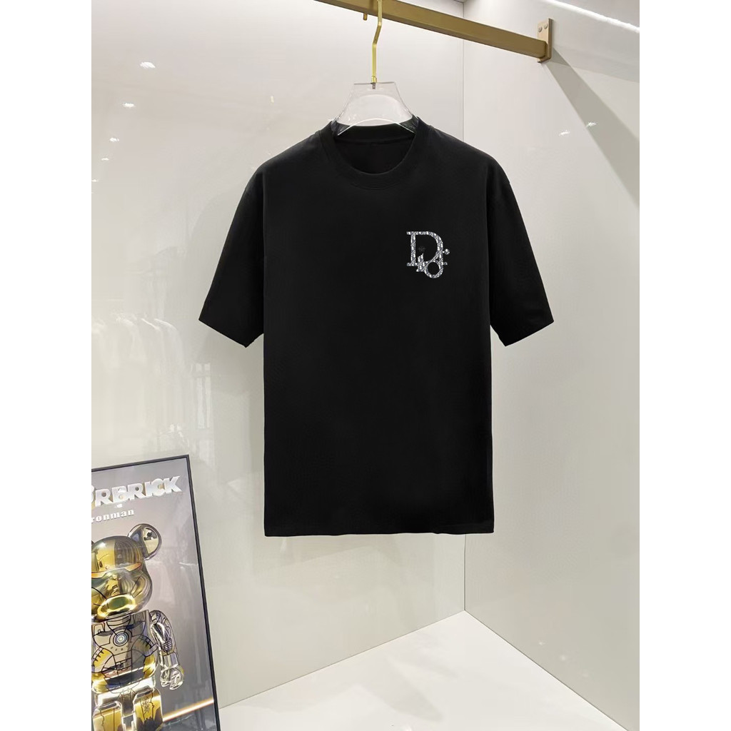 DIOR/DIOR/6XL คลาสสิกรอบคอแขนสั้นเสื้อยืดผู้ชายผู้หญิงสไตล์ขนาดใหญ่ All-Match Simple ธุรกิจ Original