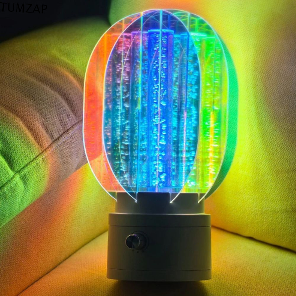 TUMZAP RGB ความสว่างโคมไฟข้างเตียง,หรี่แสงได้แบตเตอรี่ชาร์จอะคริลิคโคมไฟกลางคืน,แสงออโรร่าพลาสติกกันน้ํานุ่มเรืองแสงโคมไฟตั้งโต๊ะออโรร่าข้างเตี