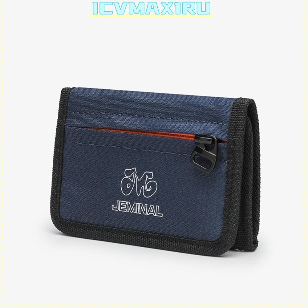 ICVMAX1RU Trifold Wallet, Canvas Zipper Travel Coin Purse, Portable Slim Wear-resistant Ultralight Student ID Card Holder for Men Women