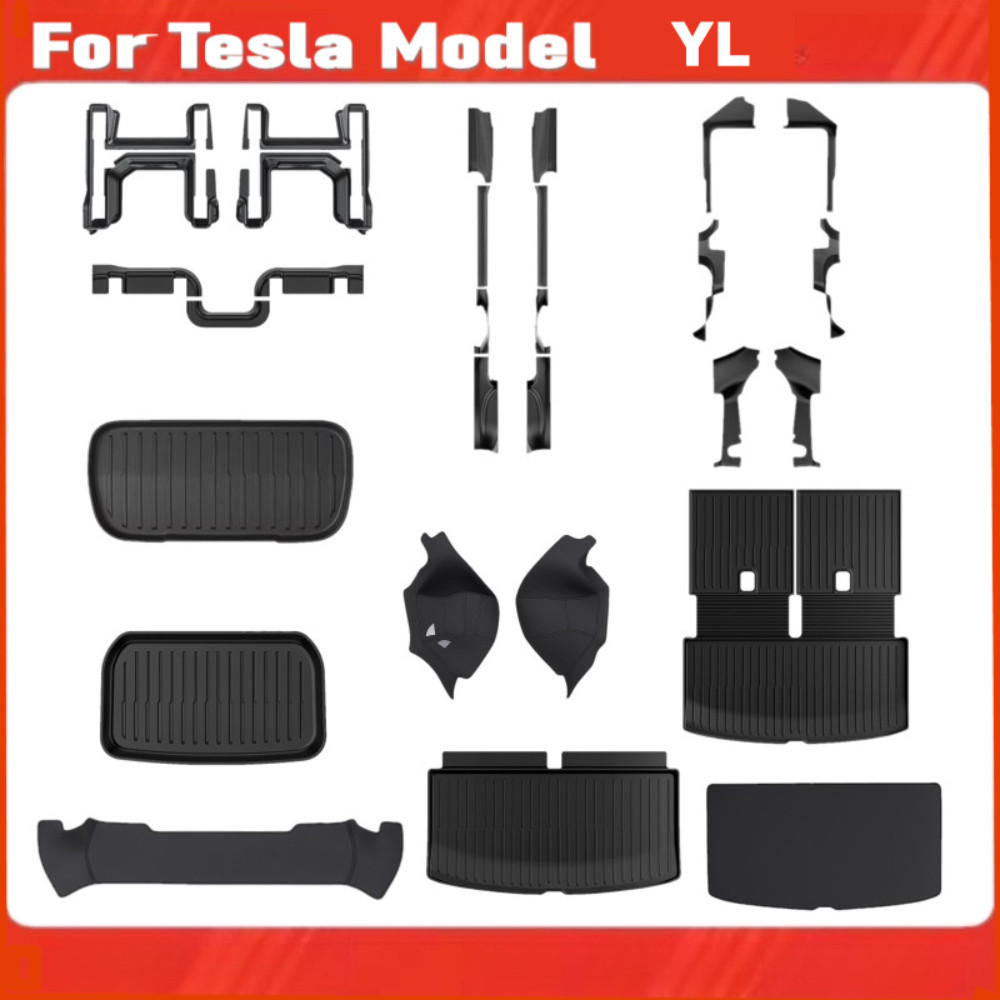 Tesla รุ่น YL Juniper หกที่นั่งแผ่นปูพื้นครบชุด TPE ด้านหน้าด้านหลัง Trunk Liner การป้องกันภายใน