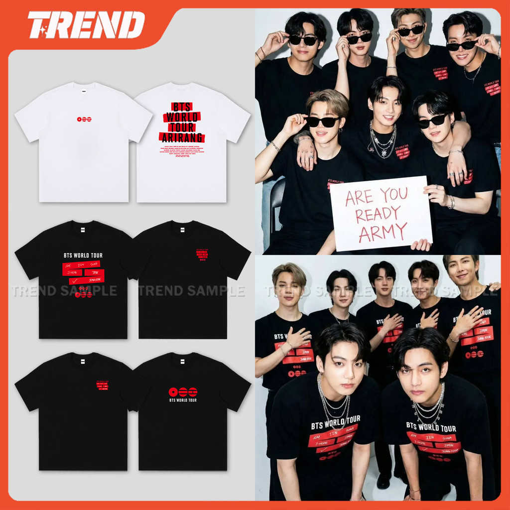 2026 BANGTAN WORLD TOUR ARIRANG COMBACK Merch ผ้าฝ้ายเสื้อยืด Vintage Unisex JIMIN JUNGKOOK V SUGA