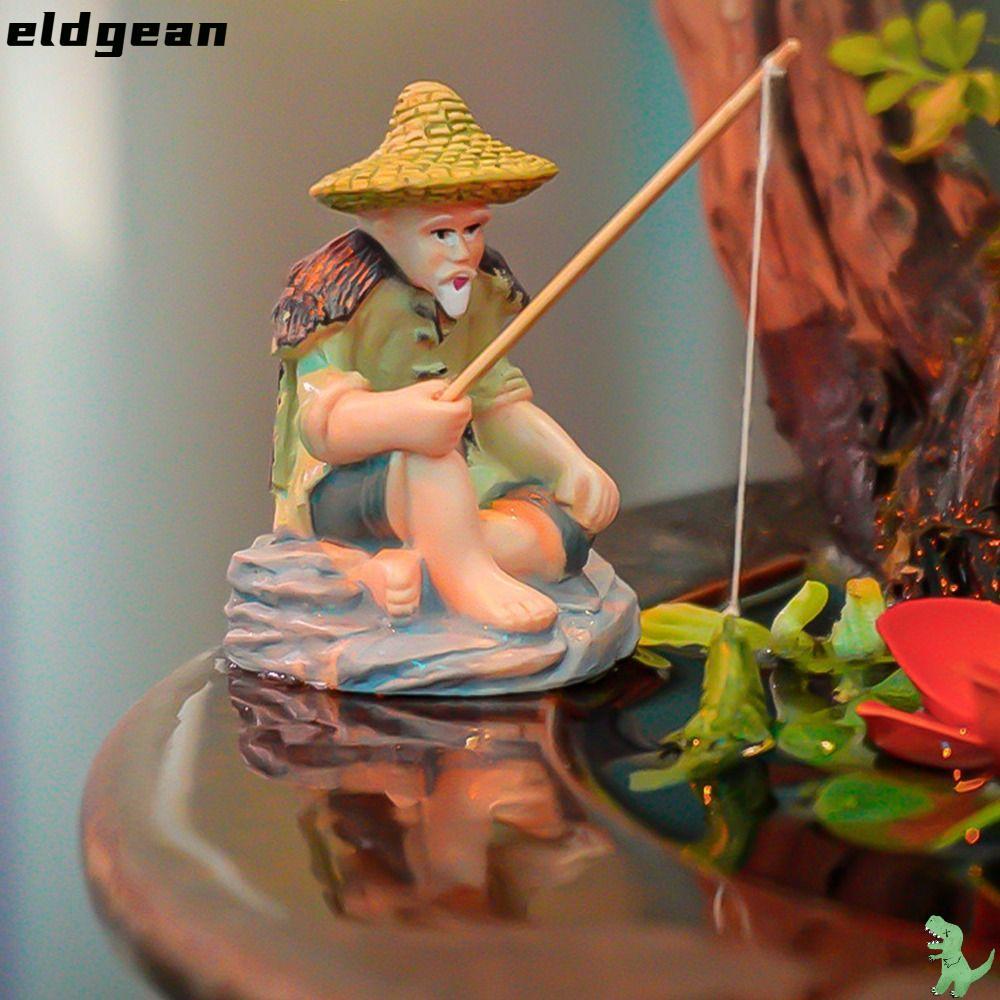 ELDGEAN เครื่องประดับตกปลาชายชรา, PVC Miniature Jiang Tai Gong ตกปลา, Aquascape ตกแต่ง DIY ตกแต่งตู้ปลา Rockery ภูมิทัศน์เครื่องประดับ