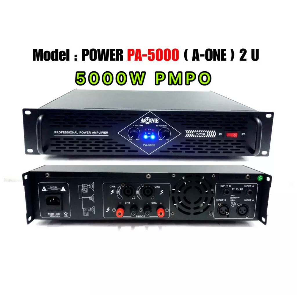 A-ONE PA-5000 เพาเวอร์แอมป์ 5000วัตต์P M P O เครื่องขยายเสียง รุ่น A-ONE PA-5000 K-5000
