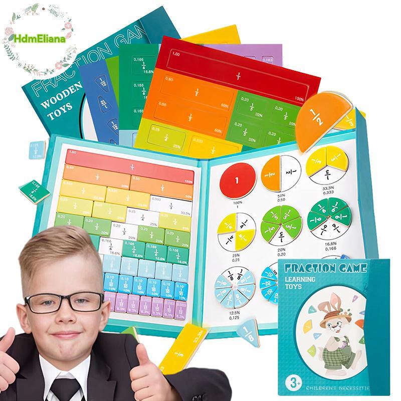 HdmEliana Magnetic Fraction หนังสือสาธิต, หนังสือเศษส่วนแม่เหล็กสําหรับเด็ก, กระเบื้องเศษส่วนแม่เหล็ก & ชุด TH