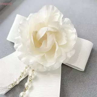 [HopeU] เข็มกลัดดอกไม้ Camellia แบบแฮนด์เมด อัญมณีไข่มุกและBow tie เครื่องประดับสำหรับคอและเสื้อ