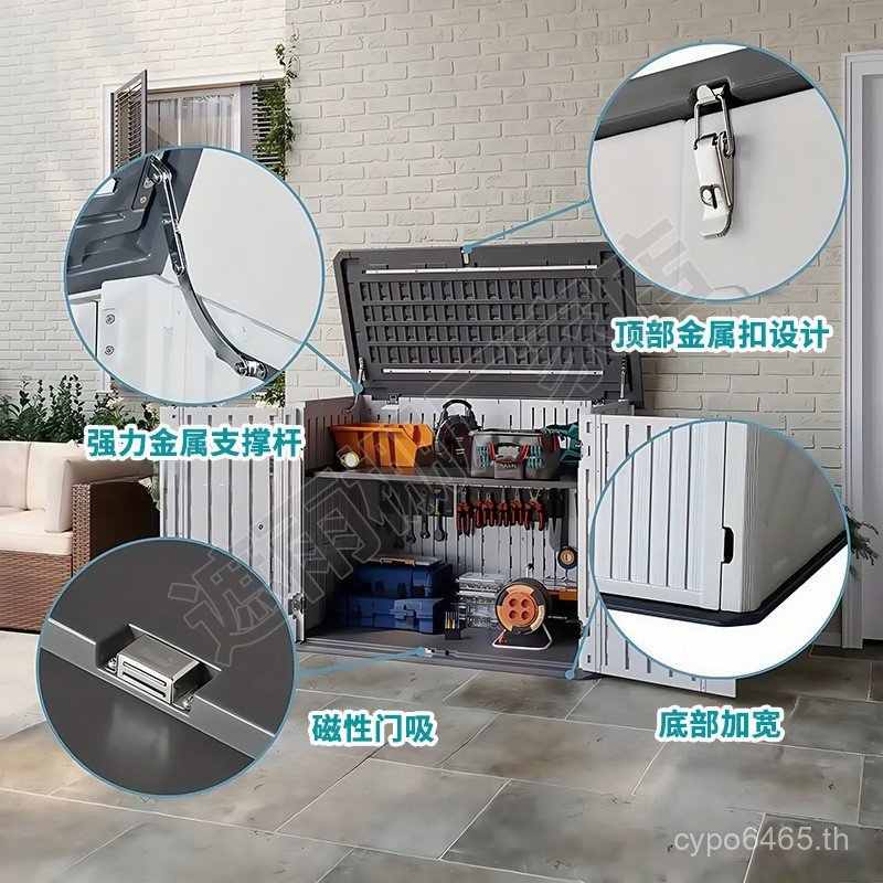ทําความสะอาด hdpe ตู้เก็บของกลางแจ้งตู้เก็บของทําความสะอาดสวนจิปาถะจัดเก็บเครื่องมือตู้ชุดระเบียงกล่