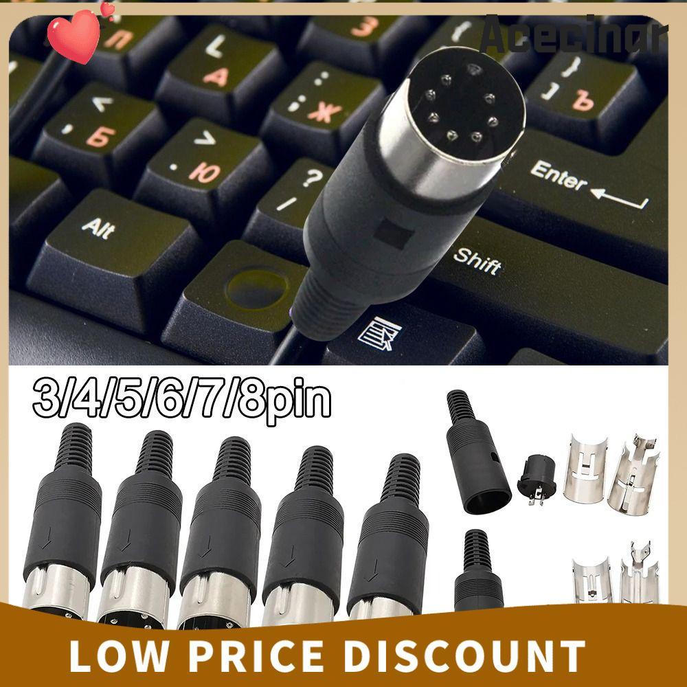 ACECINAR Audio AV Connector Adapter, 3pin 4pin 5pin 6pin 7pin 8 Pin MIDI Power Source Plug DIN ชายหญ